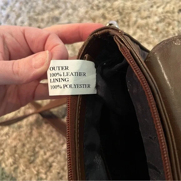 Ashwood Brown Leather Crossbody Bag Heavy Metal Hardware - Picture 4 of 10